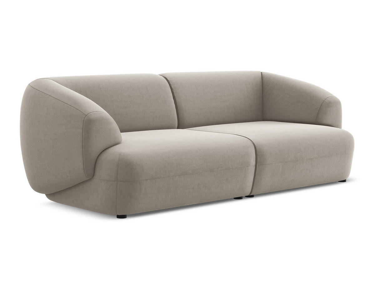 4-SITZER-SOFA Samt Stoff Grau - Taupe/Schwarz, Kunststoff/Textil (232/81/98cm) - Makamii