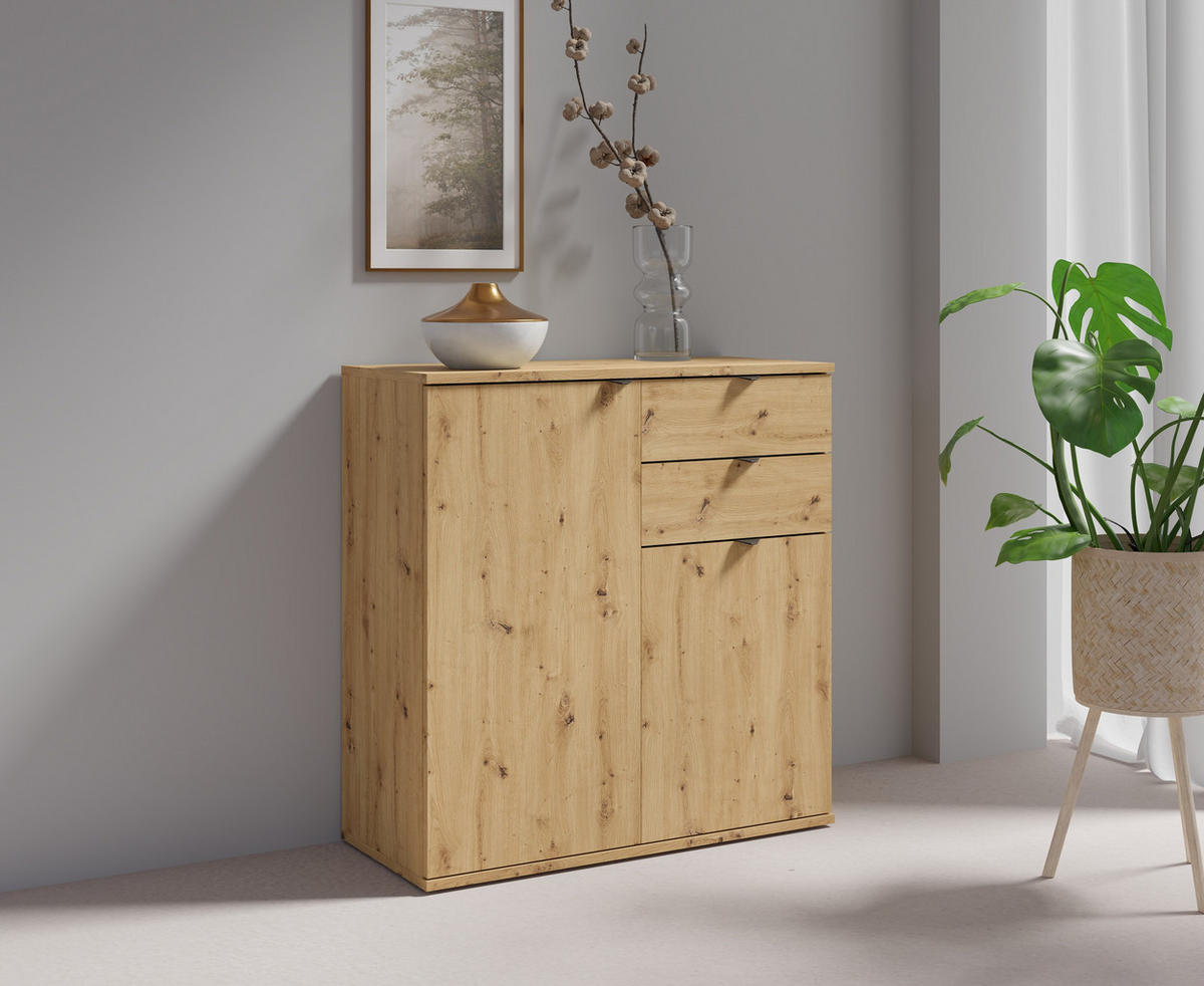 KOMMODE Eiche Artisan 80/82,5/35 - Eiche Artisan, Holzwerkstoff (80/83/35cm) - RAUMHIRSCH FURNITURE