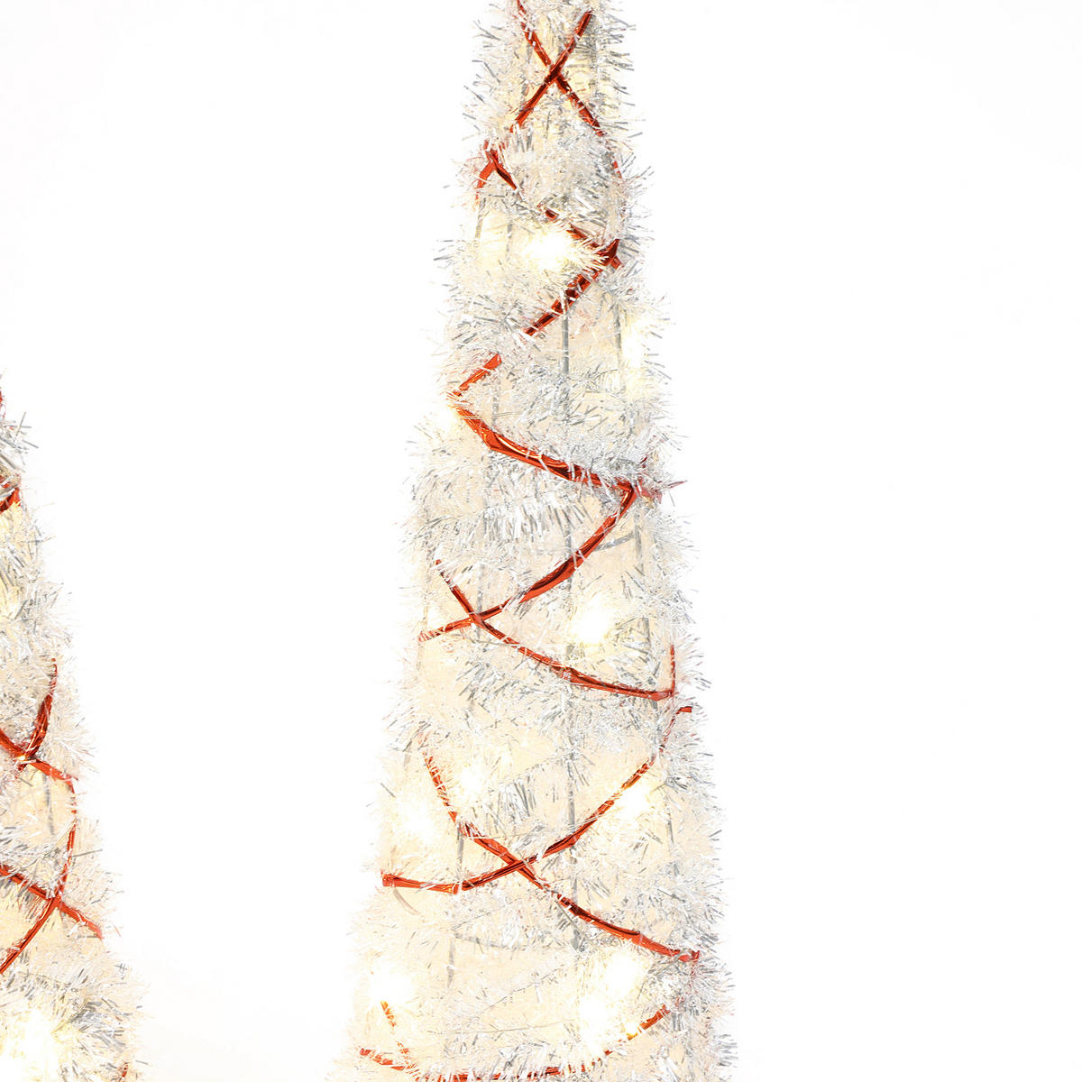 WEIHNACHTSBAUM Beleuchtet HTHD0270 - Silberfarben/Rot, Kunststoff/Metall (20/80/20cm) - Hometopia