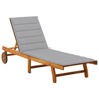 SONNENLIEGE mit Auflage Akazie Massivholz - Grau, Holz (59/76/200cm) - furnicato
