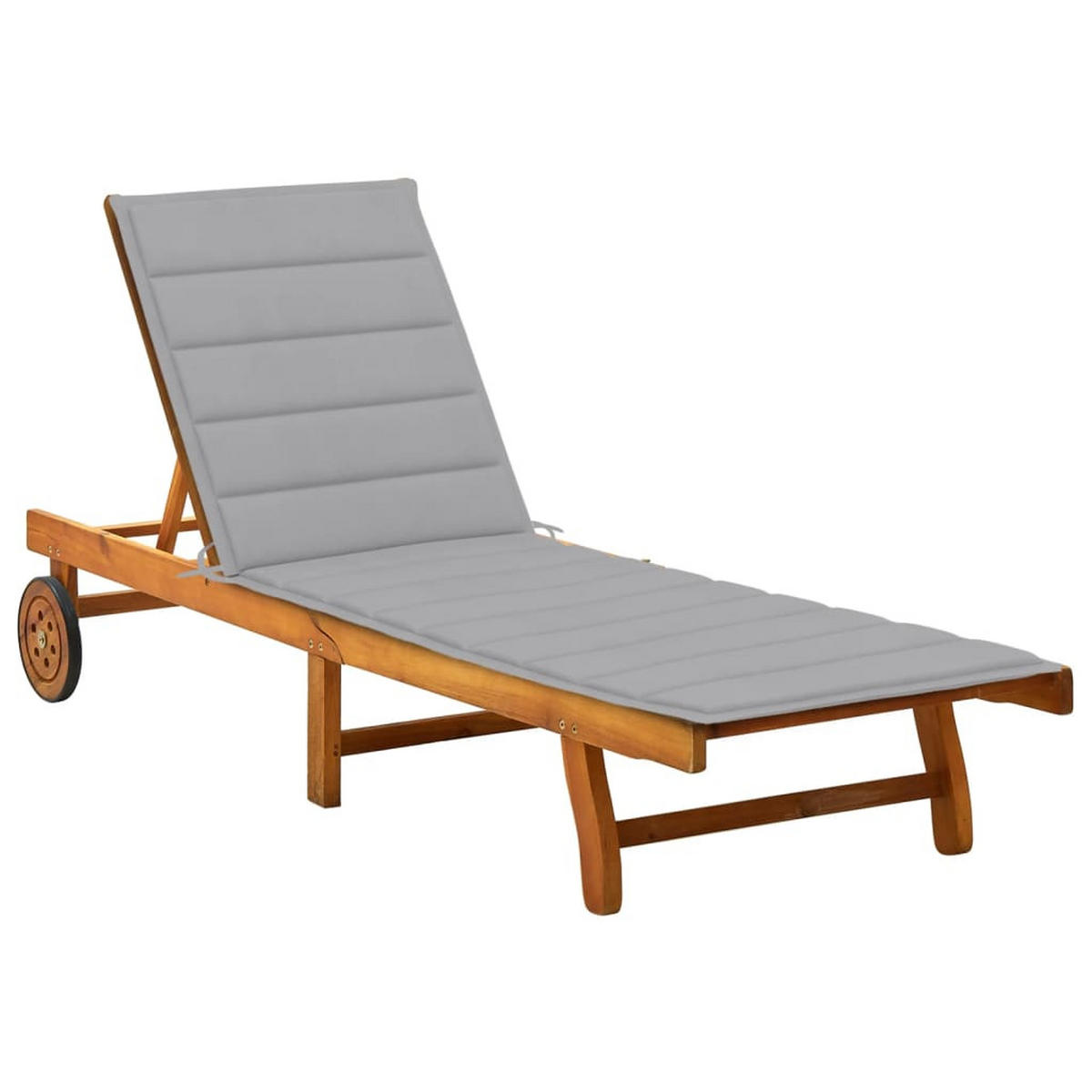 SONNENLIEGE mit Auflage Akazie Massivholz - Grau, Holz (59/76/200cm) - furnicato