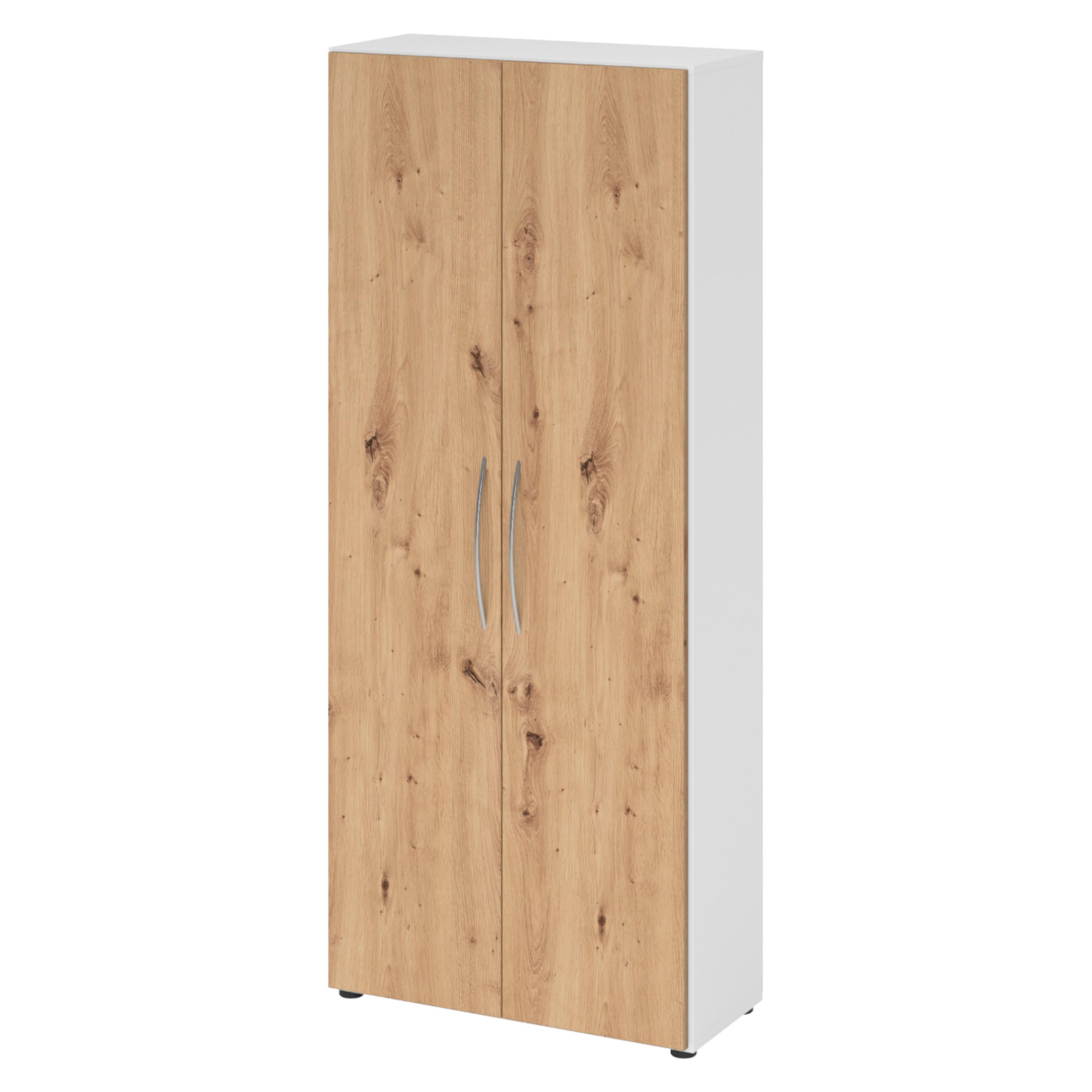 bümö Aktenschrank Weiß, Wildeiche 80x188x35 cm
