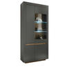 VITRINE anthrazit, Wotan Eiche, Vitrinenschrank 96 x 206 cm mit 10 Fächern - Eichefarben/Anthrazit, Glas/Eichenholz (96/206/38cm) - Furn.Design