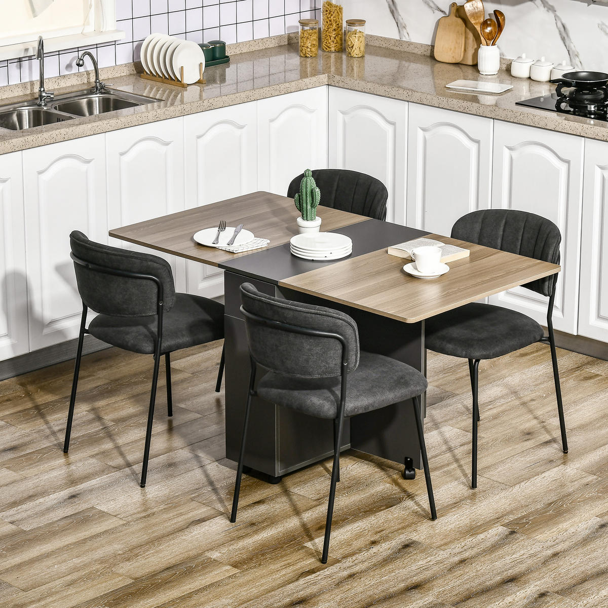 ESSTISCH Braun, Grau, Natur 1 Stück - Braun, Kunststoff (140/76/74cm) - GiPP