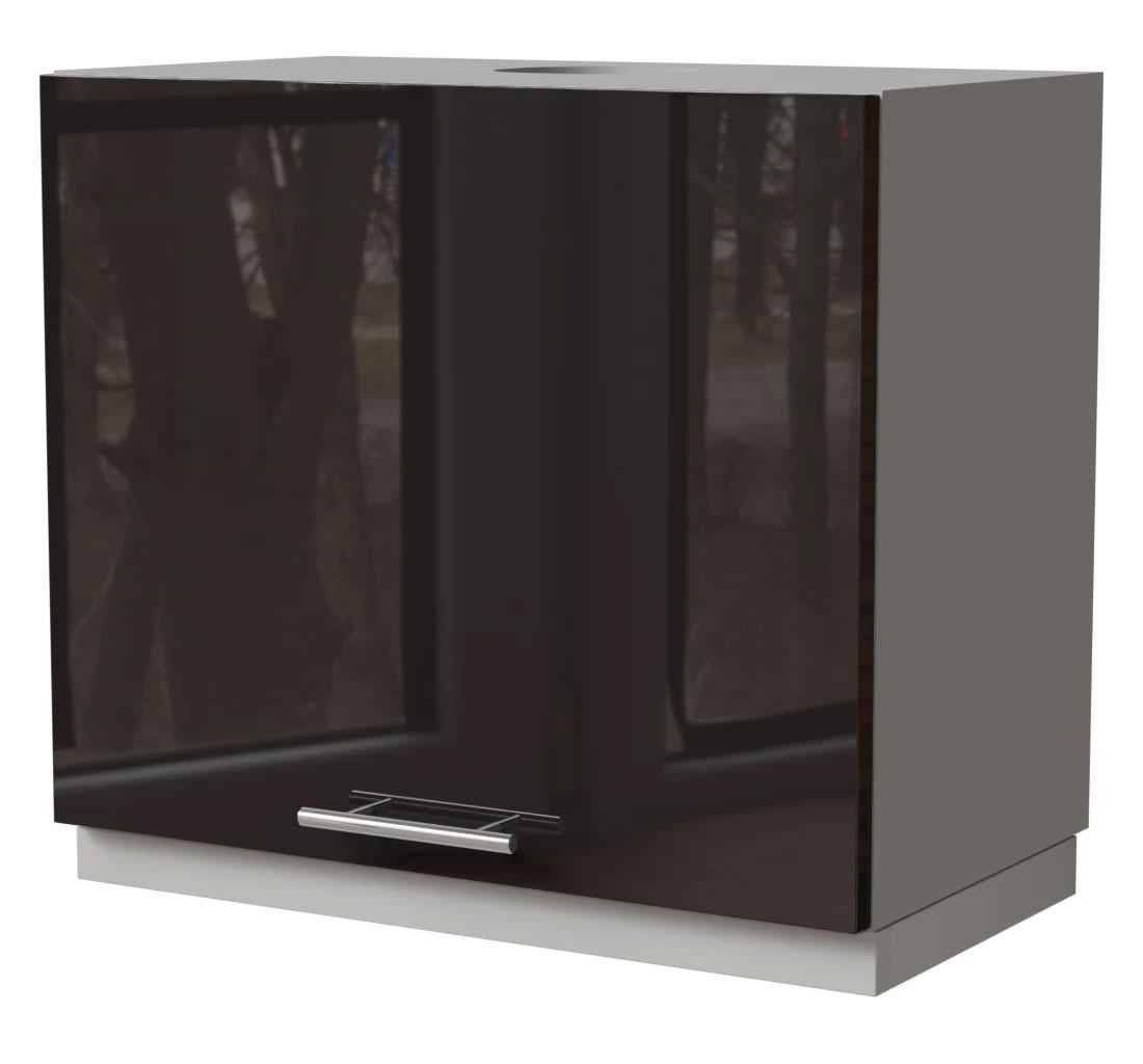 WRASENSCHRANK Essen W8/60 Schwarz Hochglanz / Grau Matt 60 / 32,5 / 50cm - Schwarz Hochglanz/Schwarz, Holz/Holzwerkstoff (60/50/32.5cm) - Feldmann-Wohnen