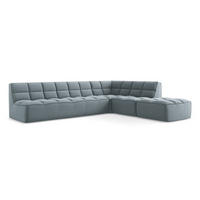 ECKSOFA Beidseitig Samt Stoff Blau - Blau/Schwarz, Kunststoff/Textil (308/258cm) - Makamii