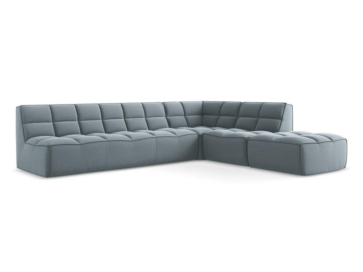 ECKSOFA Beidseitig Samt Stoff Blau - Blau/Schwarz, Kunststoff/Textil (308/258cm) - Makamii