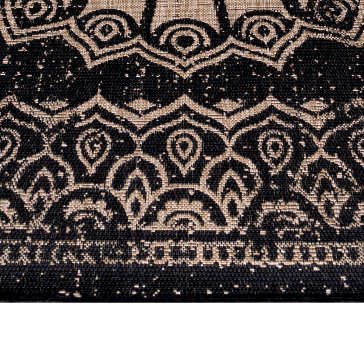 TEPPICH Outdoor Flachgewebe Used-Look Polypropylen Küche Schwarz Rechteckig 120x170 - Schwarz, Textil (120/170cm) - KADIMA DESIGN