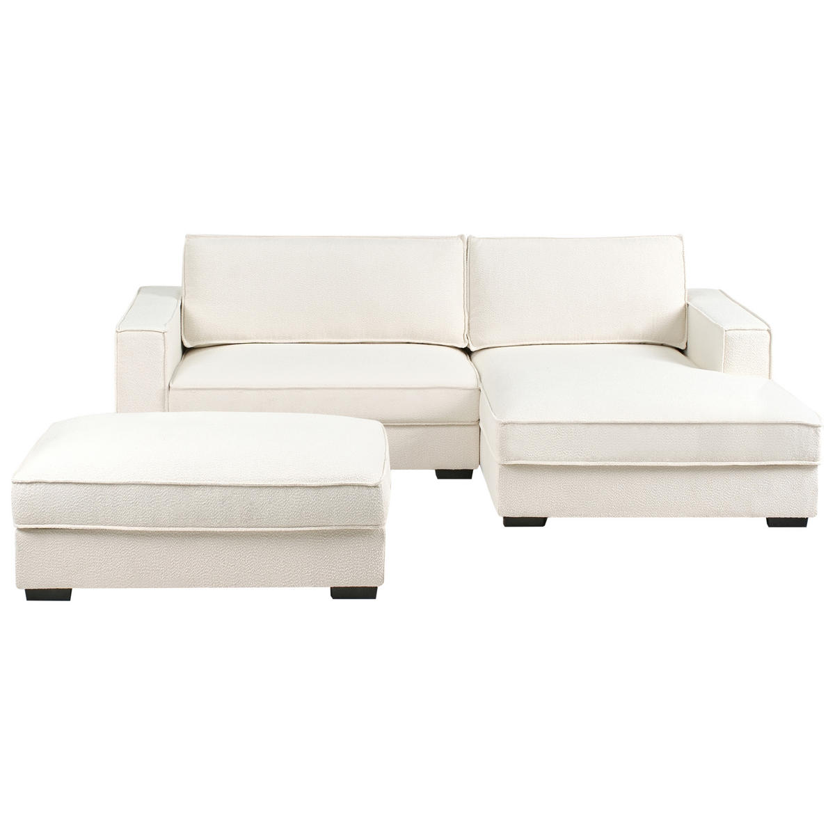 COLȚAR bouclé alb crem cu otomană pe partea stângă Renders - bej/crem, material textil (257/136cm) - Beliani