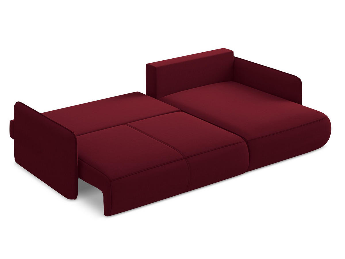 ECKSOFA mit Schlaffunktion Samt Stoff Rot - Bordeaux/Rot, Kunststoff/Textil (240/148cm) - Makamii