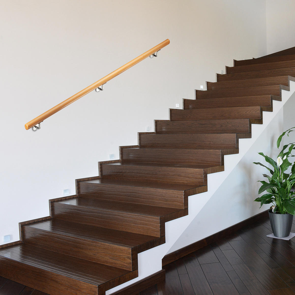 HANDLAUF - Hellbraun, Holz/Metall (150/4.2/4.2cm) - Relaxdays