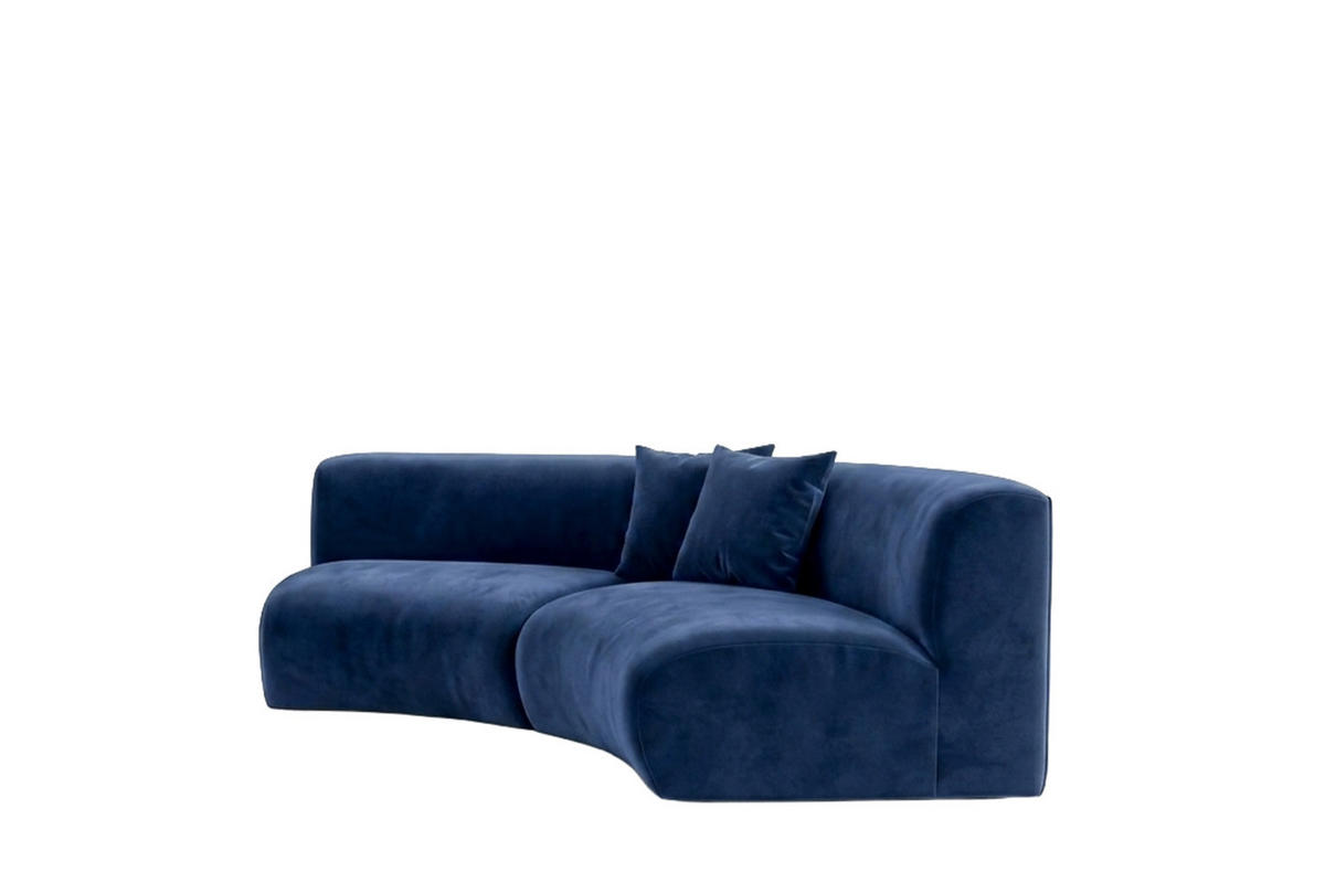 SOFA Round, Velvet-Stoff Bluvel, Tintenblau, GRETA - Blau, Holz (294/70/89cm) - Kaiser Möbel