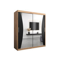 SCHWEBETÜRENSCHRANK 200/180/62 2-türig - Silberfarben/Schwarz, Holz/Kunststoff (180/200/62cm) - Abiks Möbel
