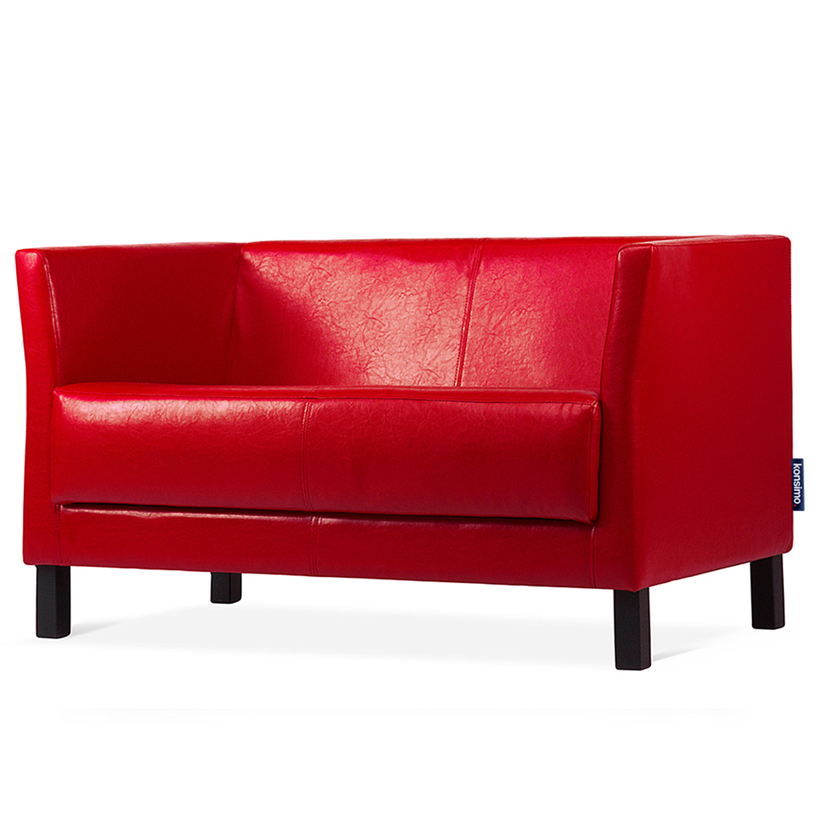 2-SITZER-SOFA ESPECTO Lederoptik, Rot - Rot/Schwarz, Textil (67/71/130cm) - KONSIMO®
