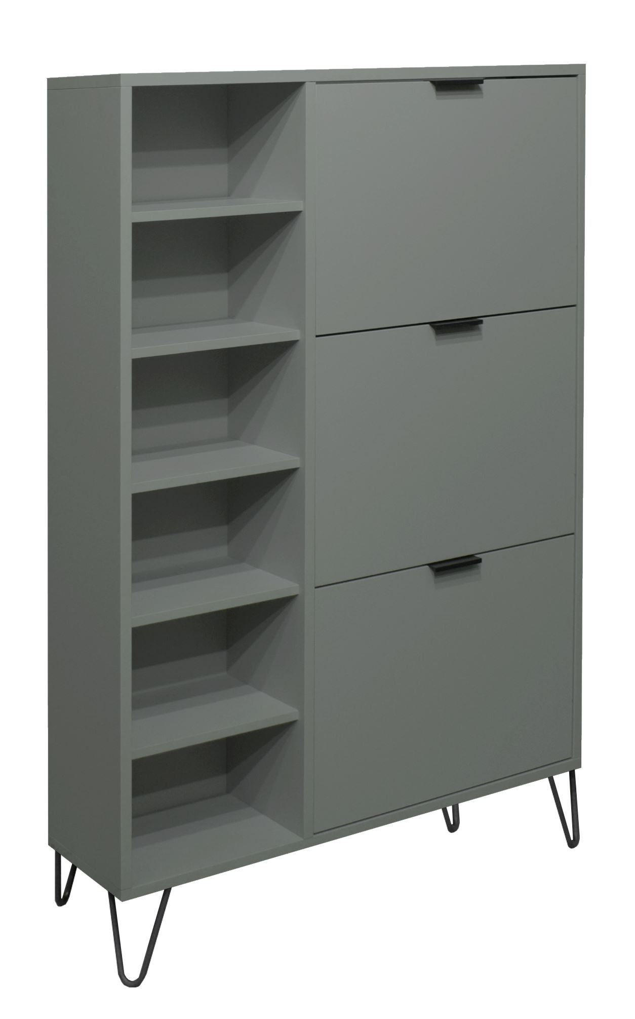 SCHUHSCHRANK Erna 95x25x141 Pinie Green matt Lack - Grün, Holzwerkstoff (95/141/25cm) - 58aufmkessel