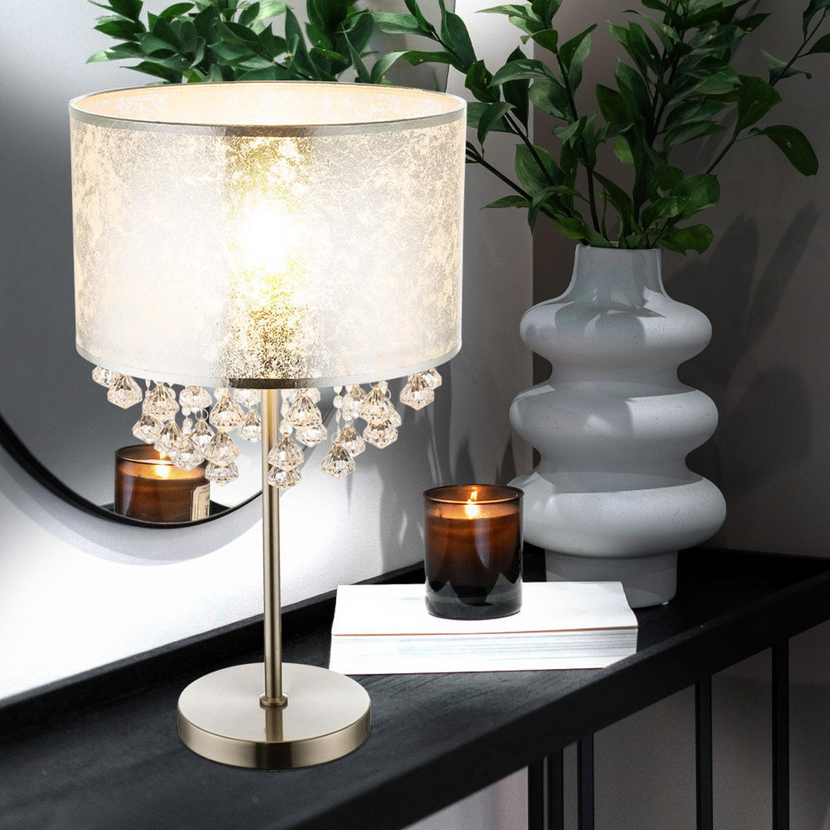 LED TISCHLEUCHTE AMY Weiß Metall - Weiß, Kunststoff (32/32/56cm) - Globo Lighting