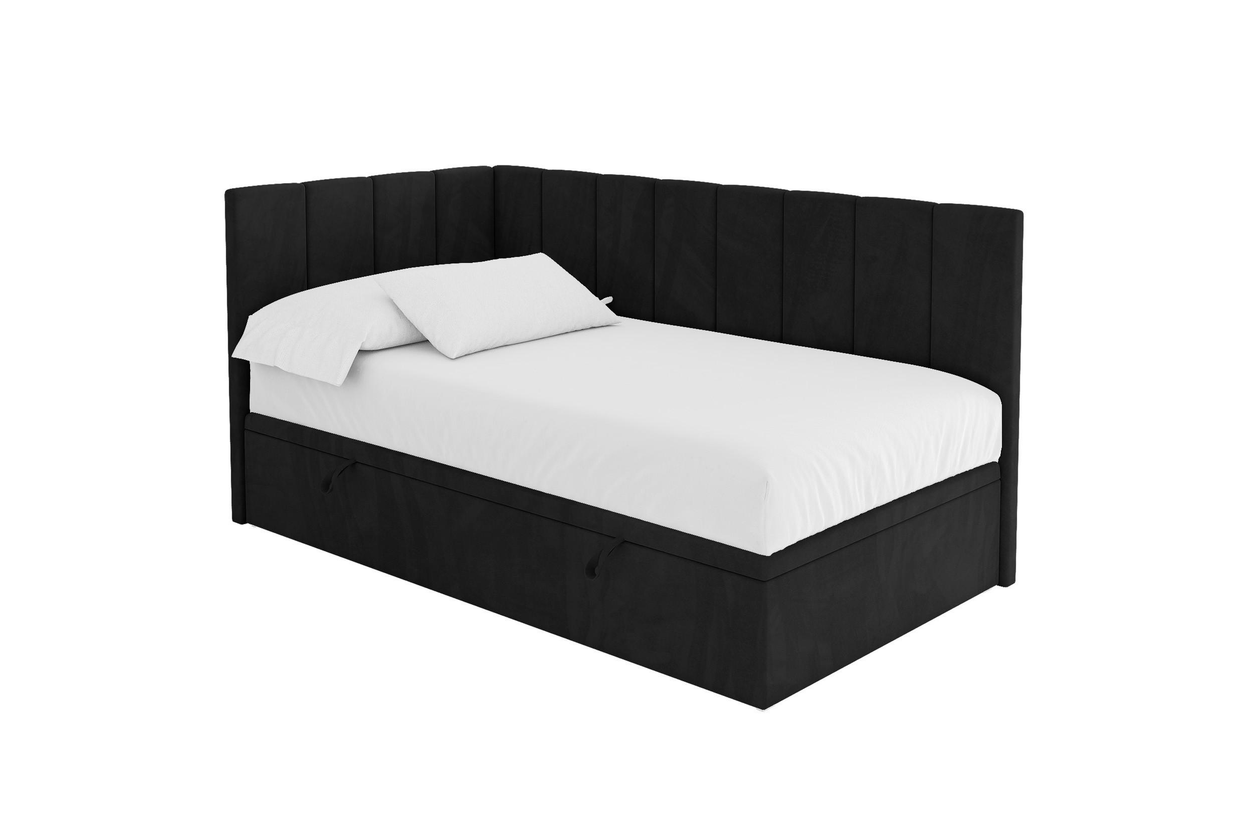 ALTDECOR JEDNOLŮŽKOVÁ POSTEL pro mládež s úložným prostorem vpravo, bez matrace - LOVY 100x200 černá