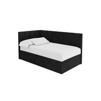 EINZELBETT Jugendbett mit Bettkasten Rechts, ohne Matratze - LOVY 100x200 Schwarz - Schwarz, Holzwerkstoff/Textil (100/200cm) - ALTDECOR