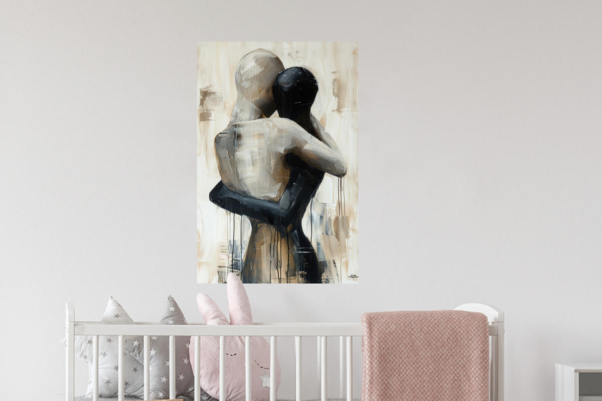 WANDTATTOO Abstrakt - Liebe - Schwarz und weiß - Modern 40x60 cm - Schwarz, Kunststoff (40/60/0.1cm) - MuchoWow