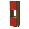 BACKOFENUMBAUSCHRANK Brerra D14/RU/2D RAL 3002 karminrot Hochglanz / Eiche Artisan Matt 60 / 59 / 207cm - Rot/Eiche Artisan, Holz/Holzwerkstoff (60/207/59cm) - Feldmann-Wohnen