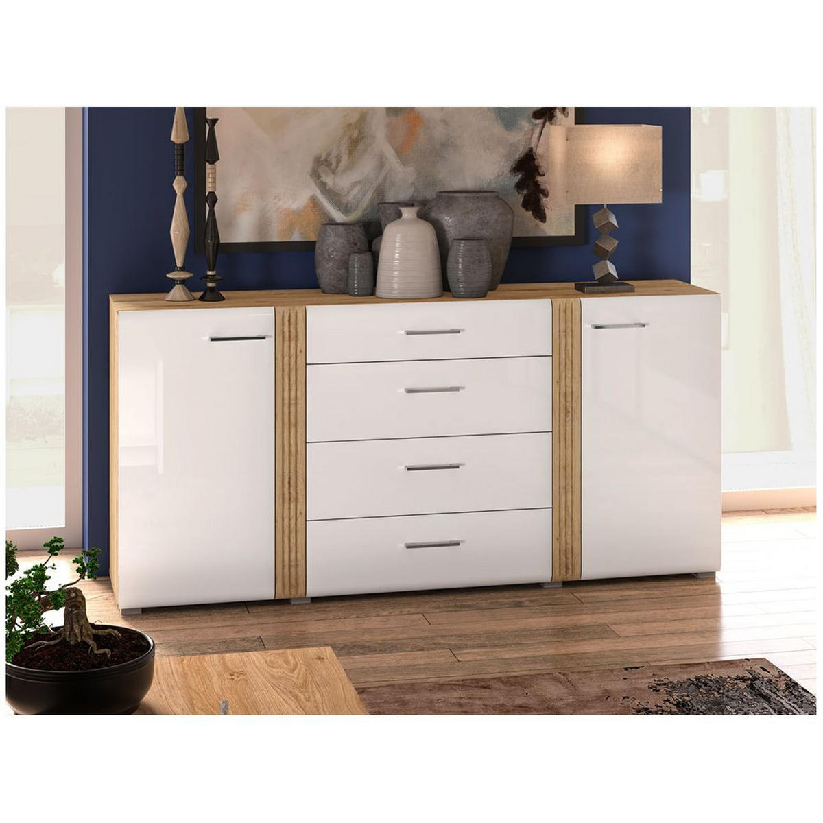 SIDEBOARD Akron-131 - Weiß, Holzwerkstoff (190/90/42cm) - Lomado