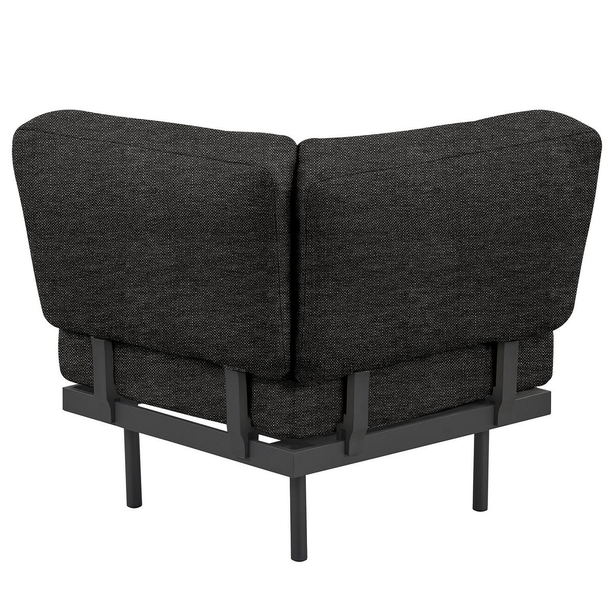 OUTDOOR-ECKELEMENT - Schwarz, Textil/Metall (84/83/84cm) - home24