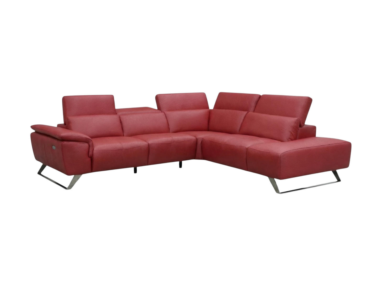 ECKSOFA Predator Echtleder Rot - Rot, Leder/Metall (270/230cm)