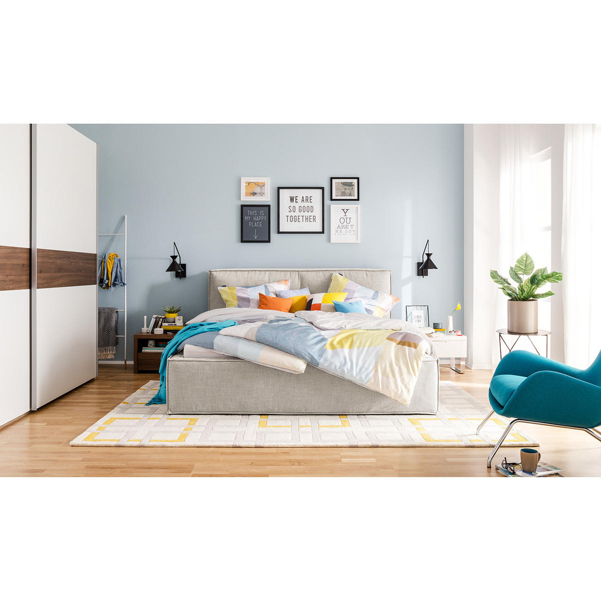 POLSTERBETT - Beige, Textil (180/200cm) - home24