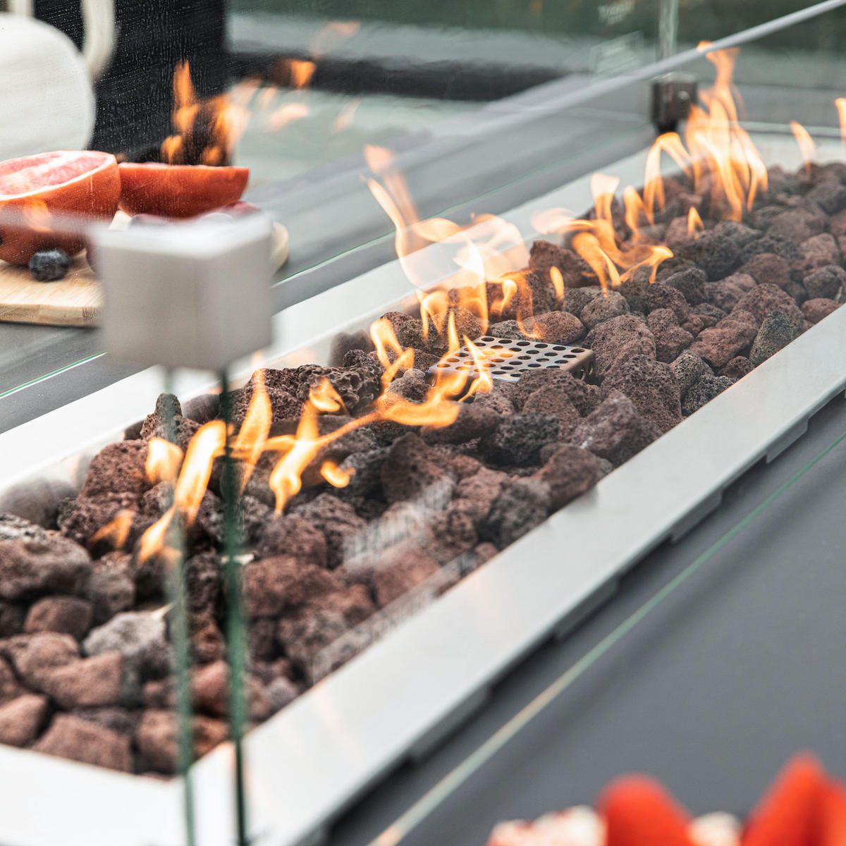 FEUERTISCH Granville Gasfeuerstelle aus GF-Beton 152/69/43 cm - Dunkelgrau, Naturmaterialien (70/43/152cm) - Elementi