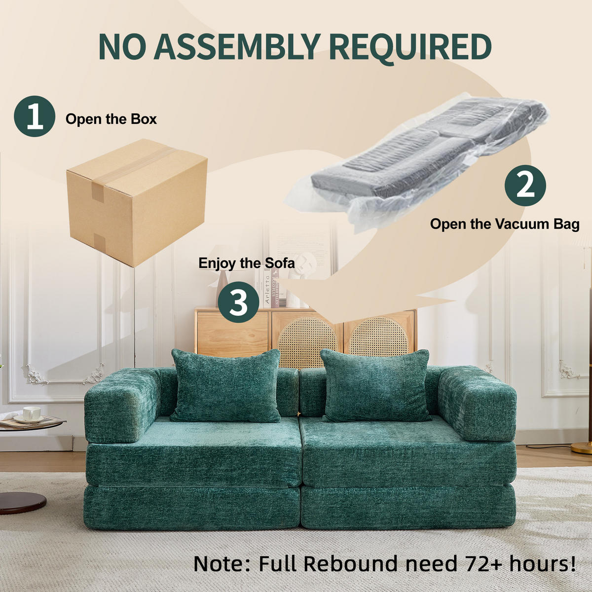 SCHLAFSOFA 2-in-1 faltbar mit Formrahmen, DE-42526, Dunkelgrün - Dunkelgrün, Textil (200/63/100cm) - ComfortXL