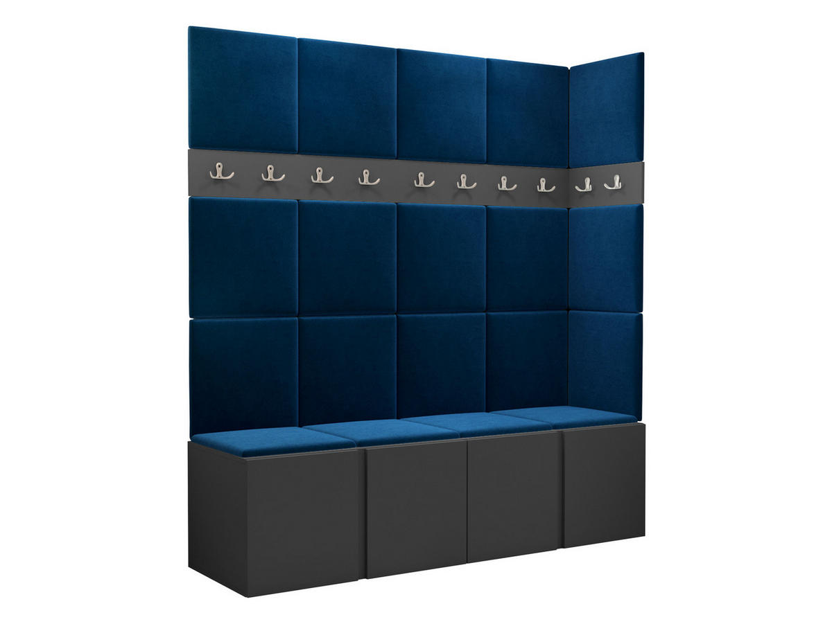 GARDEROBEN-SET Orion II - Blau/Graphitfarben, Holzwerkstoff/Kunststoff (168/186/46cm) - MIRJAN24