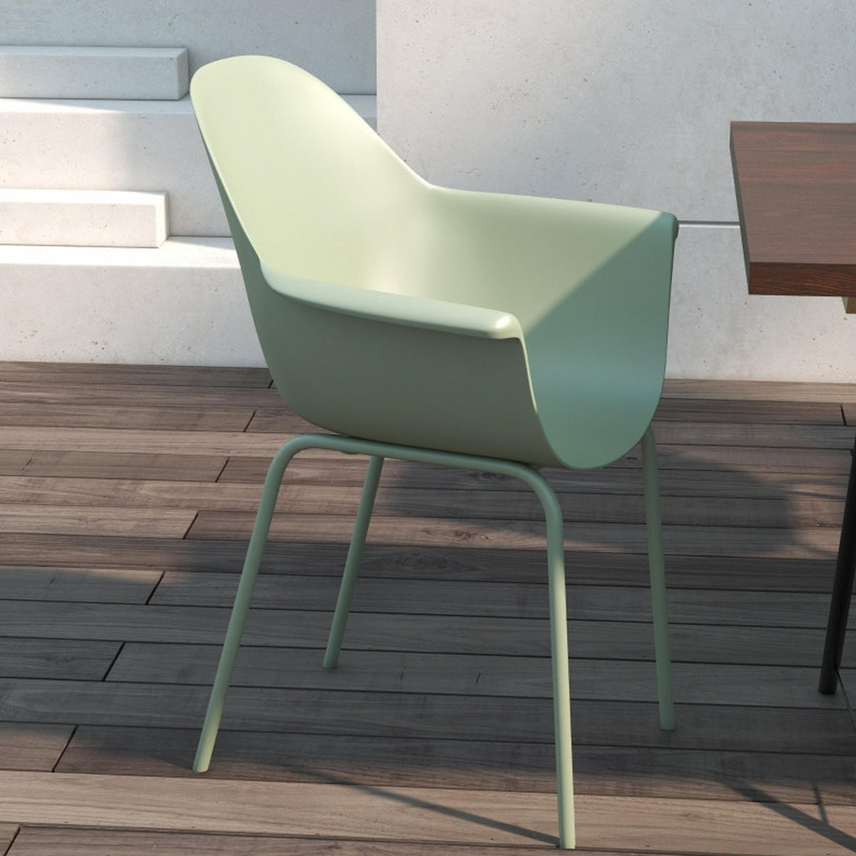 GARTENSTUHL 4er Set Rückenlehne Armlehne 120 kg grün - Grün, Metall (59/84/55cm) - LEBENLANG