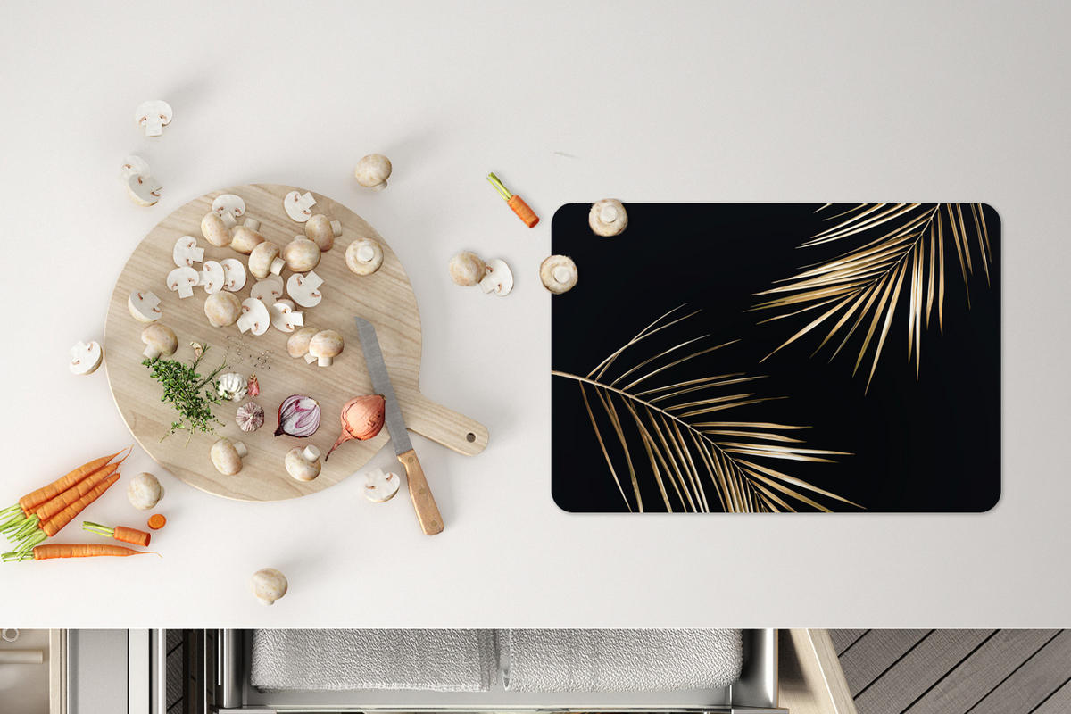 PLATZSETS 6er-Set Blätter - Pflanzen - Gold - Schwarz - Luxus 45x30 cm - Goldfarben, Kunststoff (0.3/45/30cm) - MuchoWow