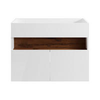 WASCHBECKENUNTERSCHRANK - 80 cm x 46 cm - Holz, Platte - Naturfarben Dunkel, Weiß - POGEZA - Naturfarben/Weiß, Holz (80/60/46cm) - Vente-Unique