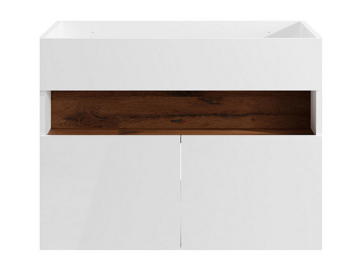 WASCHBECKENUNTERSCHRANK - 80cm x 46cm - MDF - naturfarben dunkel, weiß - POGEZA - Naturfarben, Holz (80/60/46cm) - Vente-Unique