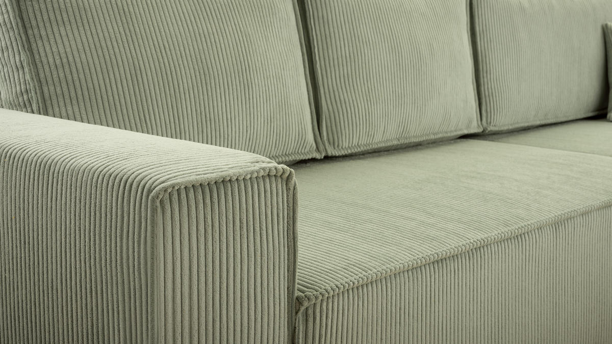 ECKSOFA XL ANGO Cord BEIGE - Beige/Schwarz, Kunststoff/Textil (287/188cm) - Luxkor24