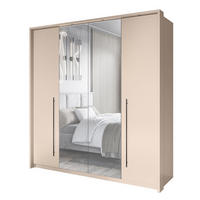 SCHWEBETÜRENSCHRANK MUNDO 209/219/65 cm 2-türig mit Spiegel Beige - Beige, Holzwerkstoff (209/219/65cm) - MASSENO