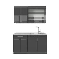 JEDNOTKOVÁ KUCHYNĚ Fame-Line Antracitový vysoký lesk - antracitová/vysoce lesklá černá, kompozitní dřevo (140/81.6/60cm) - Vicco