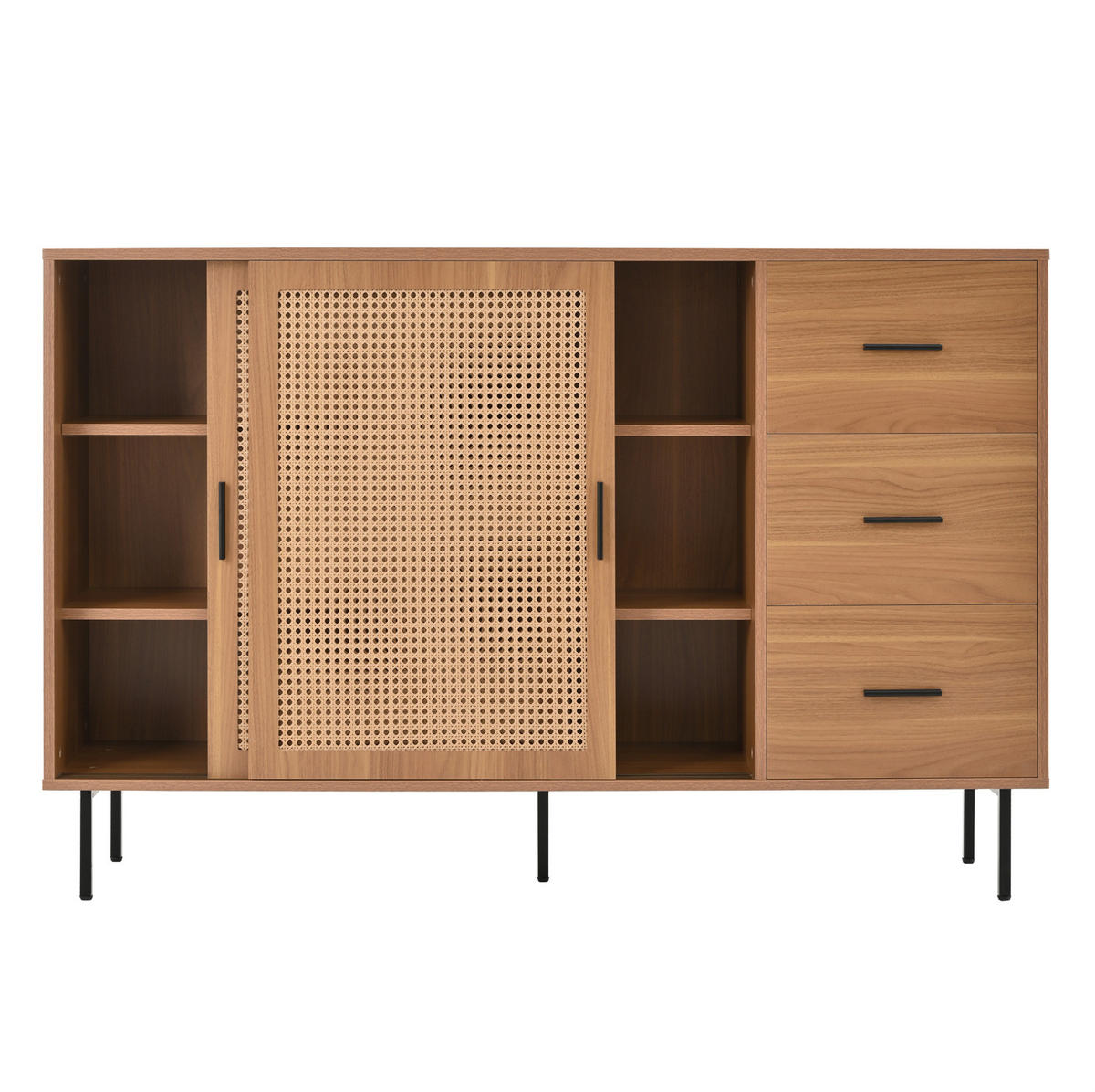 SIDEBOARD 140/37/91 cm mit 2 Schiebetüren & 3 Schubladen in Natur - Naturfarben, Holzwerkstoff (140/91/37cm) - BEAOK