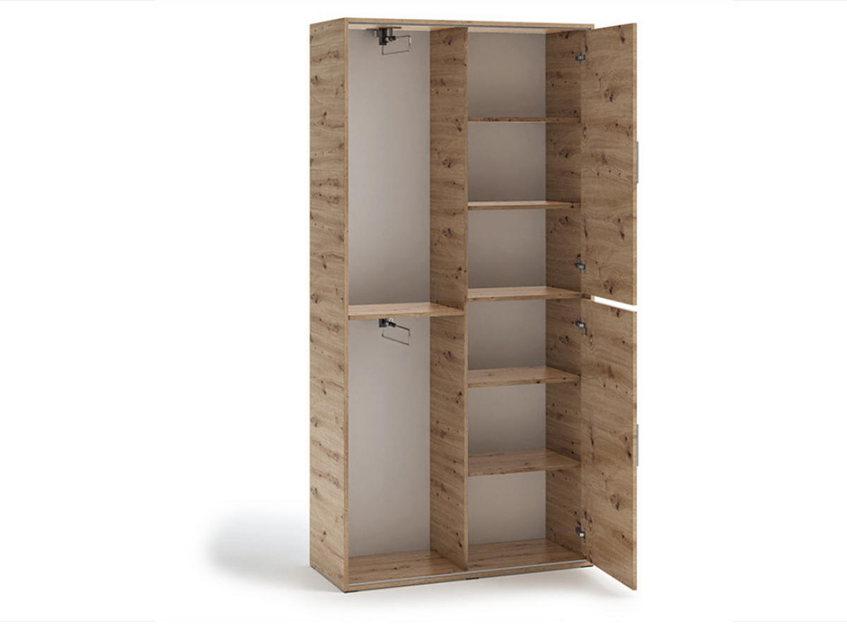GARDEROBENSCHRANK Vanessa II 100 cm mit Spiegel, eiche artisan - Eiche Artisan, Kunststoff (100/205/40cm) - Margaret Hadas24