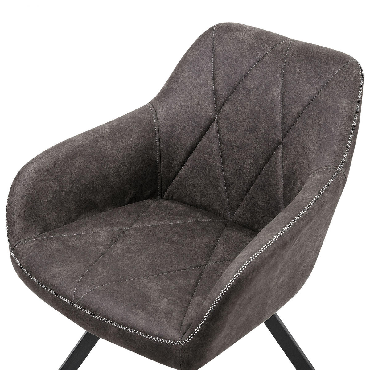 ESSZIMMERSTUHL 2er-Set Polsterbezug Grau Monee - Grau, Textil/Metall (48/78/50cm) - Beliani