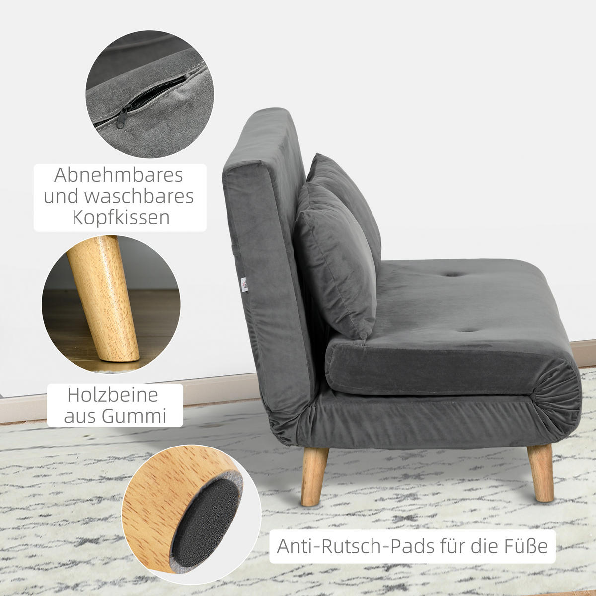 2-SITZER Sofa Grau 130.0/78.0/79.0 cm - Grau, Textil (78/79/130cm)