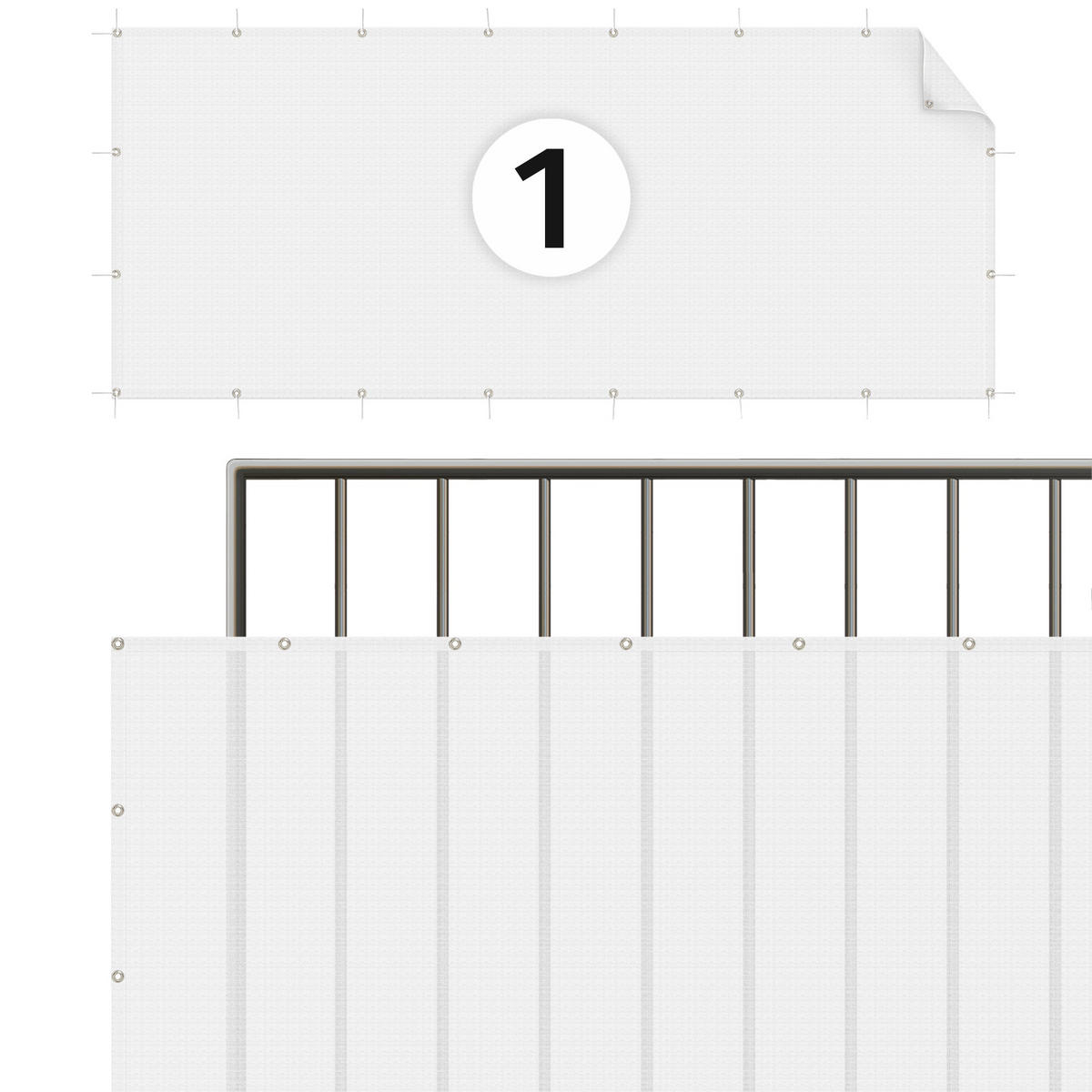 BALKON SICHTSCHUTZ Polarweiß 300/90 cm - Weiß, Kunststoff (300/90cm) - Bilderwelten