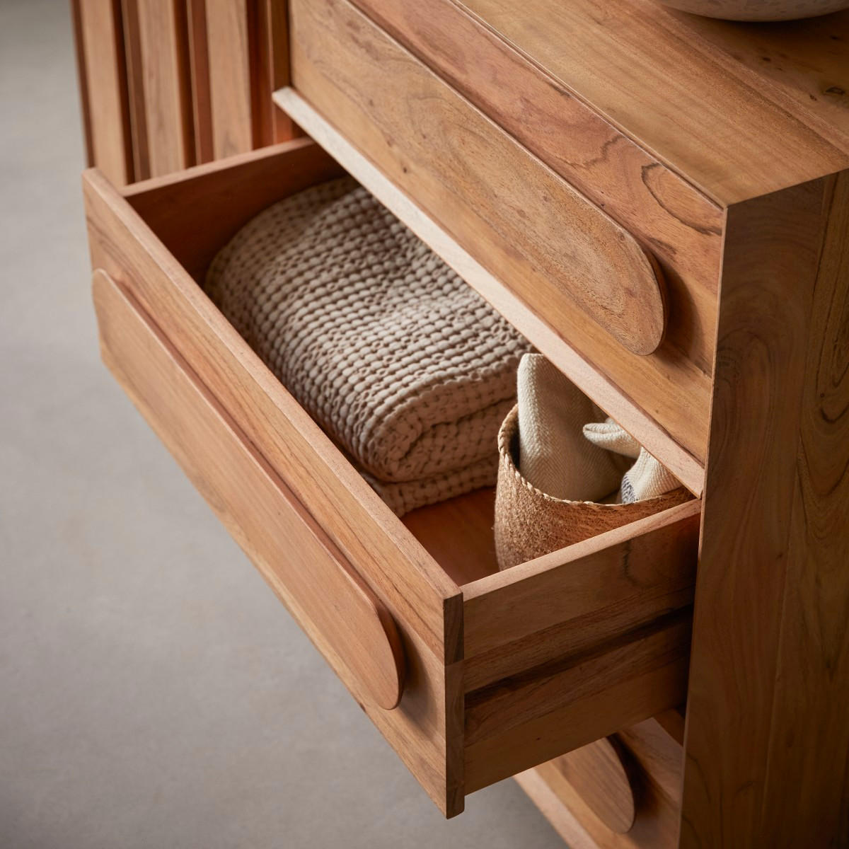 WASCHTISCHUNTERSCHRANK Olga Natur aus Akazie - Naturfarben, Holz (120/80/46cm) - Tikamoon