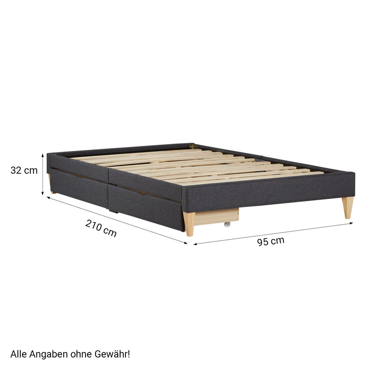 POLSTERBETT mit Stauraum 90/200 cm in Grau - Grau, Textil (90/200cm) - Homestyle4u