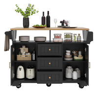 KÜCHENINSEL 120/40/95 cm schwarz aus MDF/Metall klappbar - Schwarz, Holzwerkstoff (120/95/40cm) - OKWISH