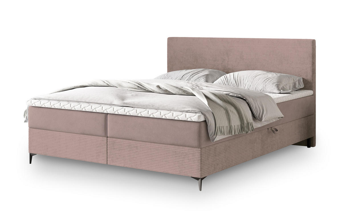 POSTEL BOXSPRING TORREL 140x200 cm, s matrací a úložným prostorem, starorůžová - starorůžová, kov/kompozitní dřevo (140/200cm) - MASSENO