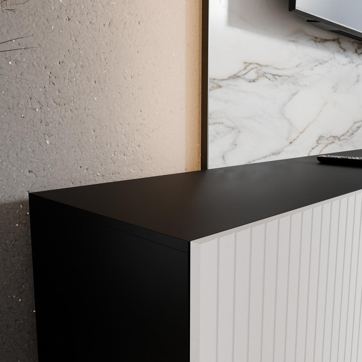 LOWBOARD LIVO 200/41/40 cm, Hängender TV-Schrank Anthrazit / Weiß - Anthrazit/Weiß, Holzwerkstoff (200/41/40cm) - MASSENO
