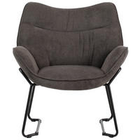 SESSEL Aliano dunkelgrau - Schwarz/Grau, Textil/Metall (73/76/67cm) - Mr. Deko