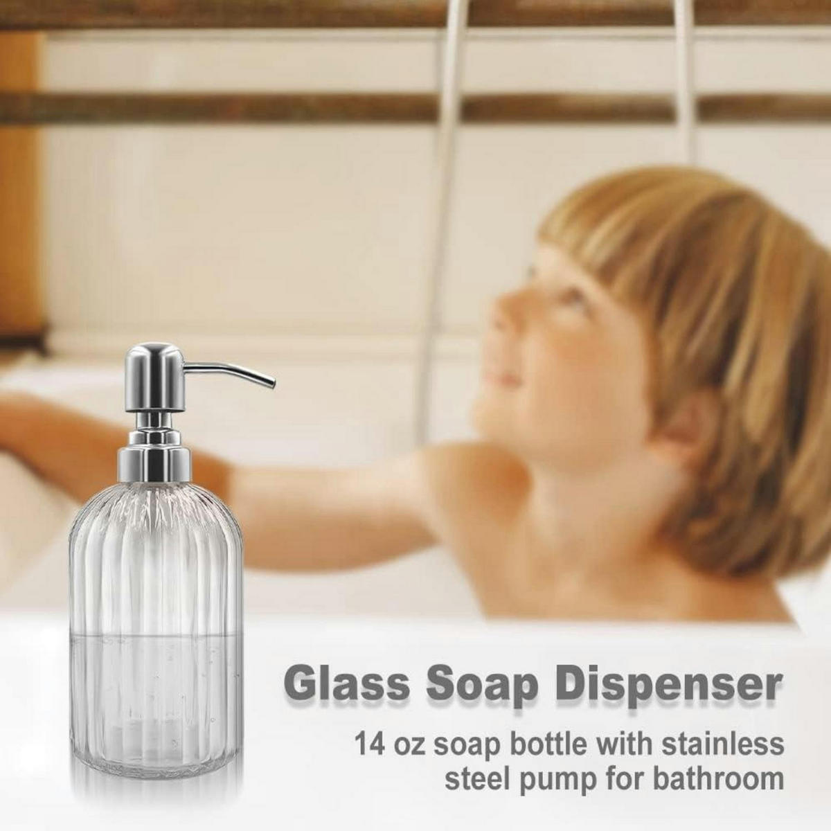SEIFENSPENDER Glas mit Edelstahlpumpe Transparent - Transparent, Glas (6.6/18.5/6.6cm)